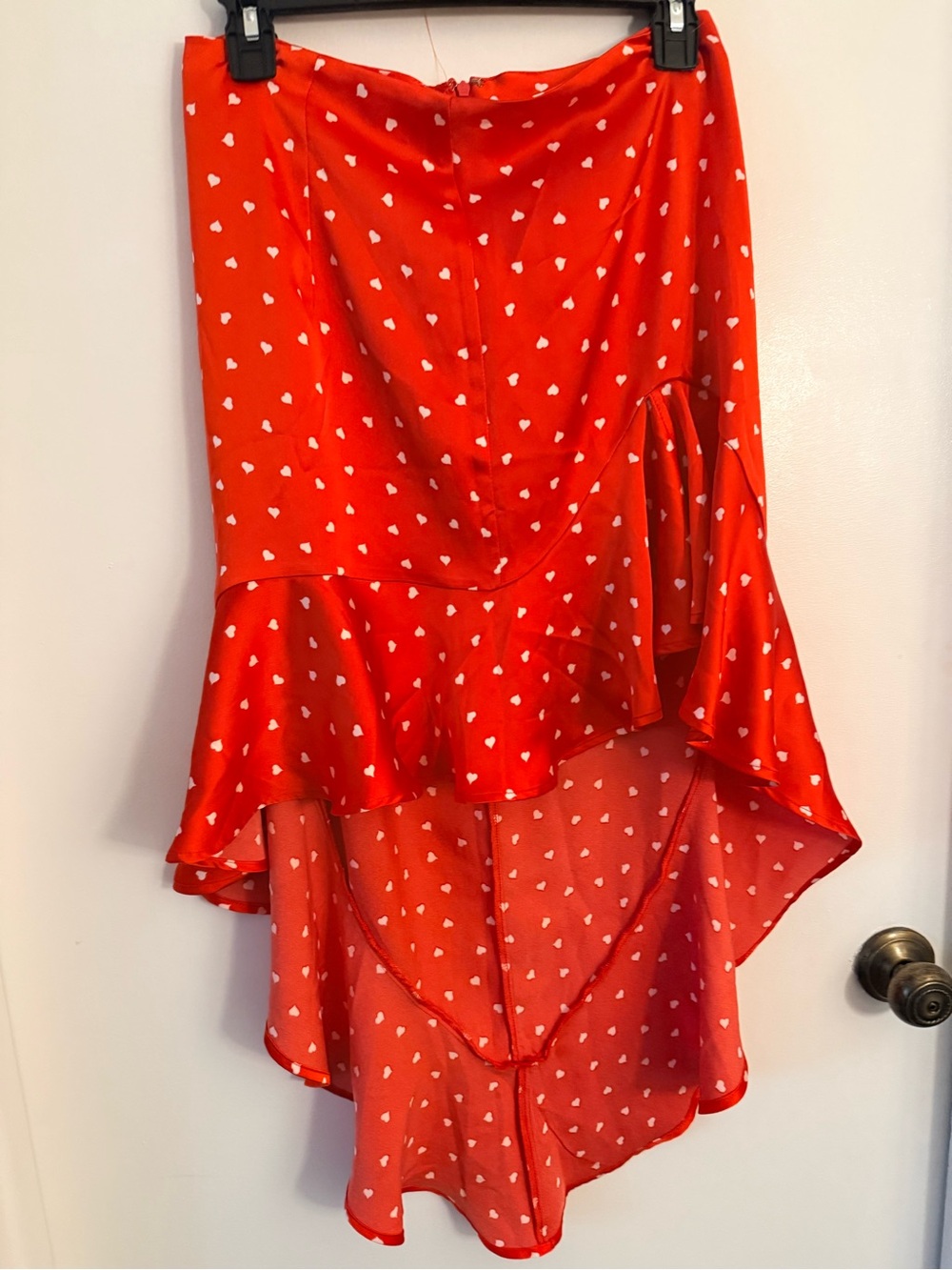 Forever 21 Red Heart-Print High-Low Ruffle Skirt
